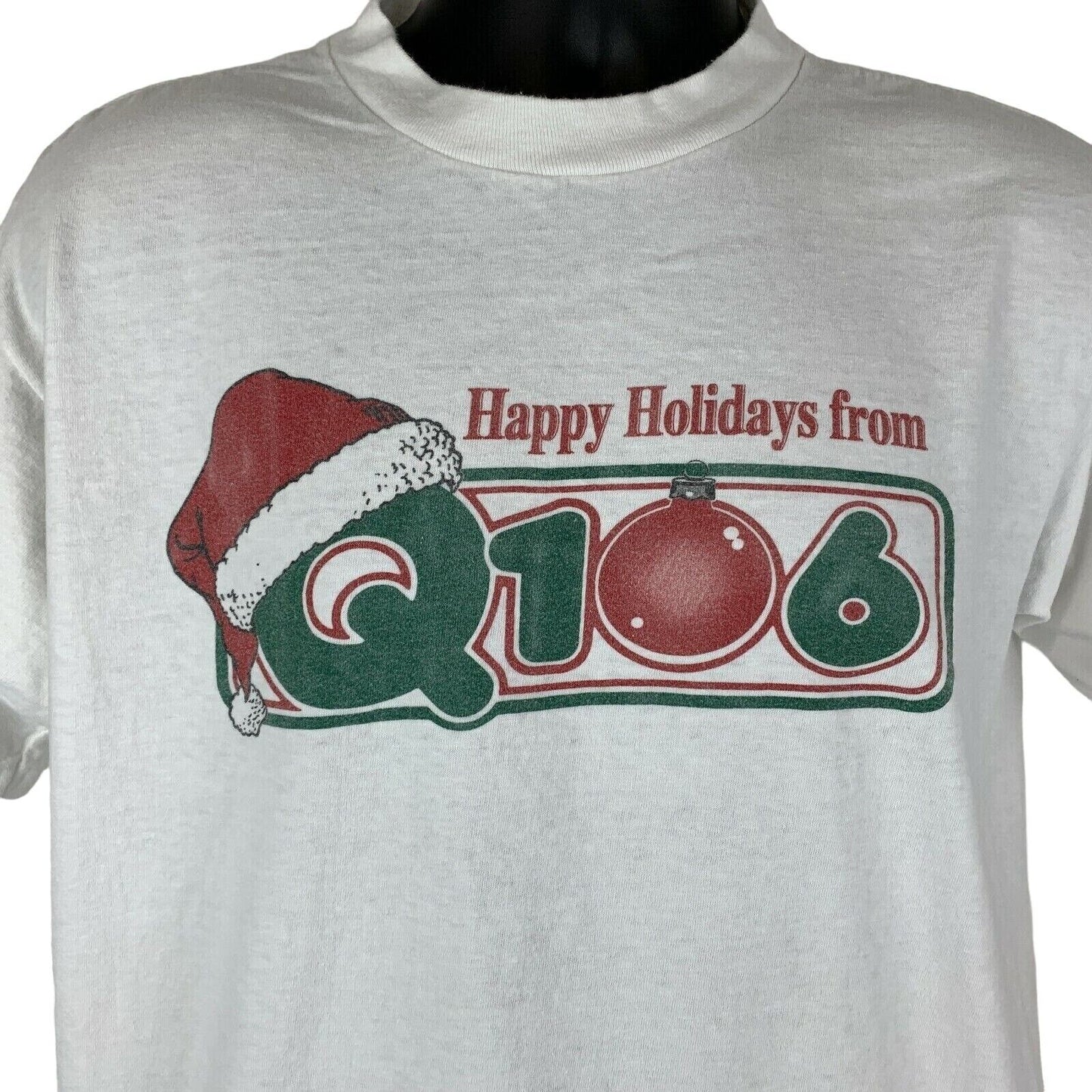 Christmas Q106 Vintage 90s T Shirt San Diego Radio Station KKLQ Holiday Large
