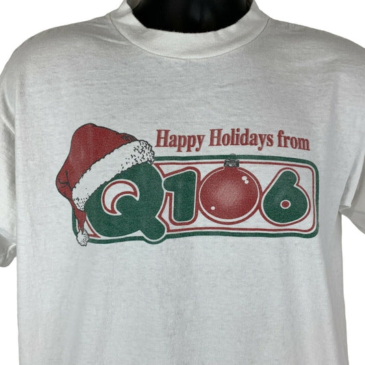 Navidad Q106 Vintage 90s Camiseta San Diego Radio Station KKLQ Holiday Large