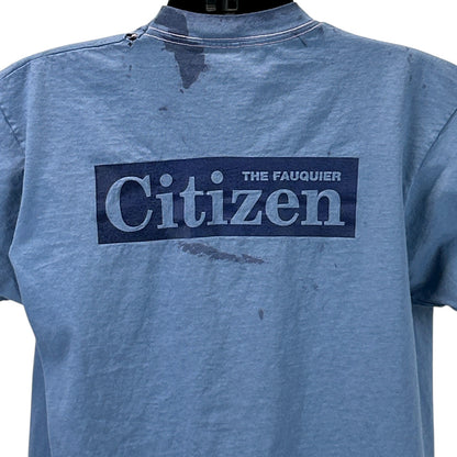 Light blue Vintage T-Shirt with Fauquier Citizen logo printed on the back