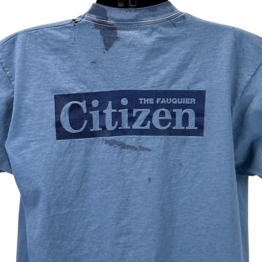 Light blue Vintage T-Shirt with Fauquier Citizen logo printed on the back