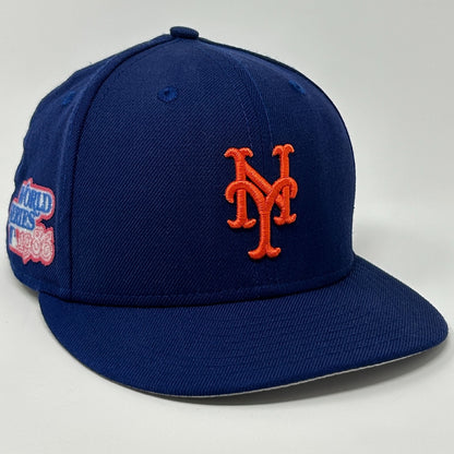 New York NY Mets 1986 WS Hat Baseball Cap Swarovski New Era Blue Fitted 7 1/2