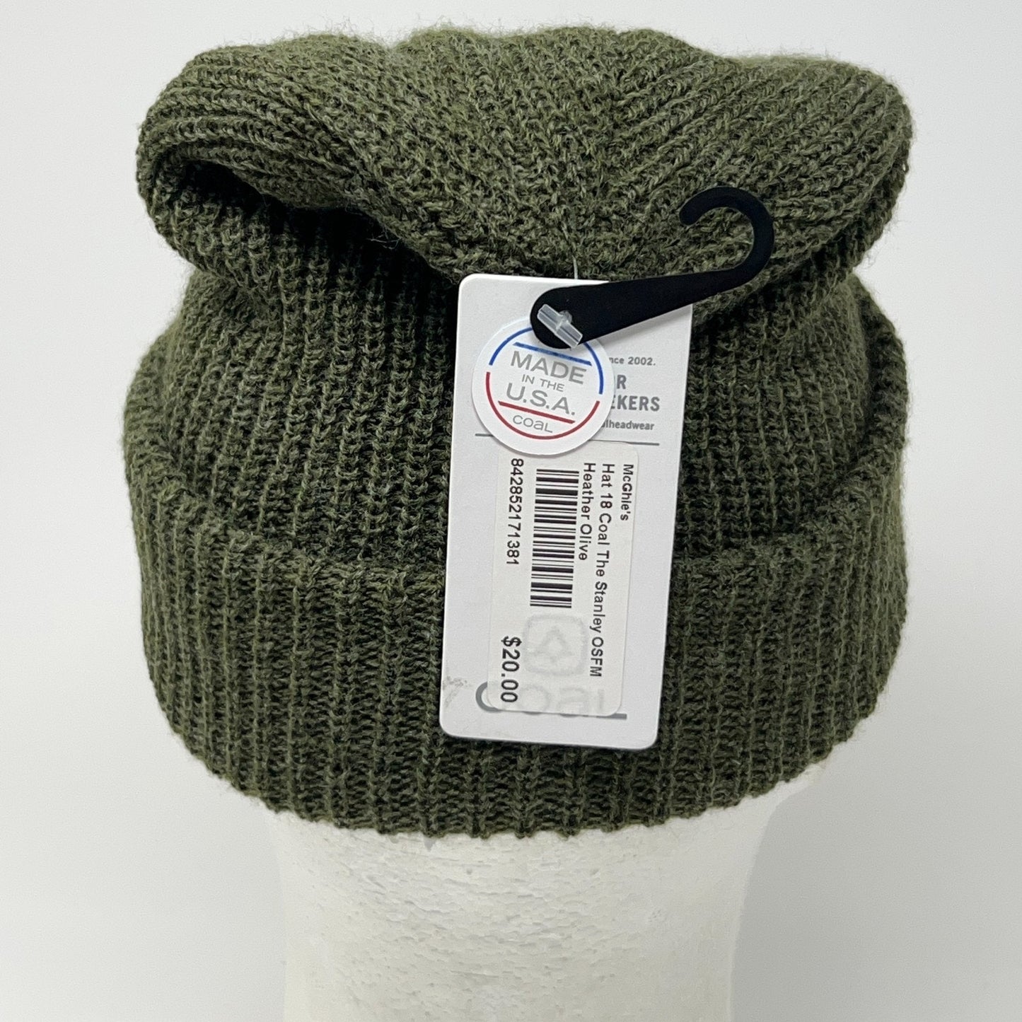 Coal Headwear The Stanley Beanie Winter Hat Toque Flip Cuffed Green Made In USA