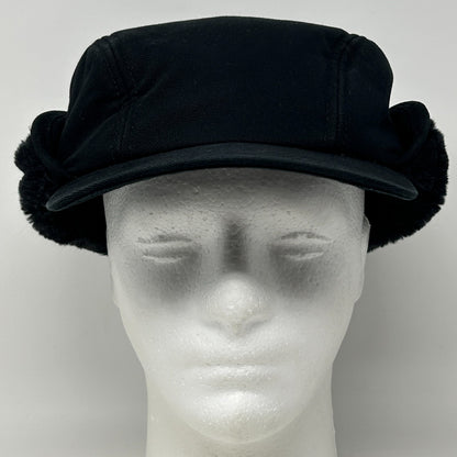 Broner Duck Work Cap Winter Hat Canvas Faux Fur Ear Flap Hunter Black M Medium
