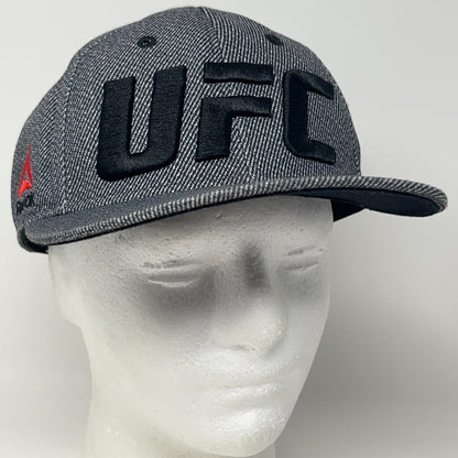 UFC Hat Baseball Cap MMA Mixed Martial Arts Reebok Gray 6 Panel Flex Fitted L-XL