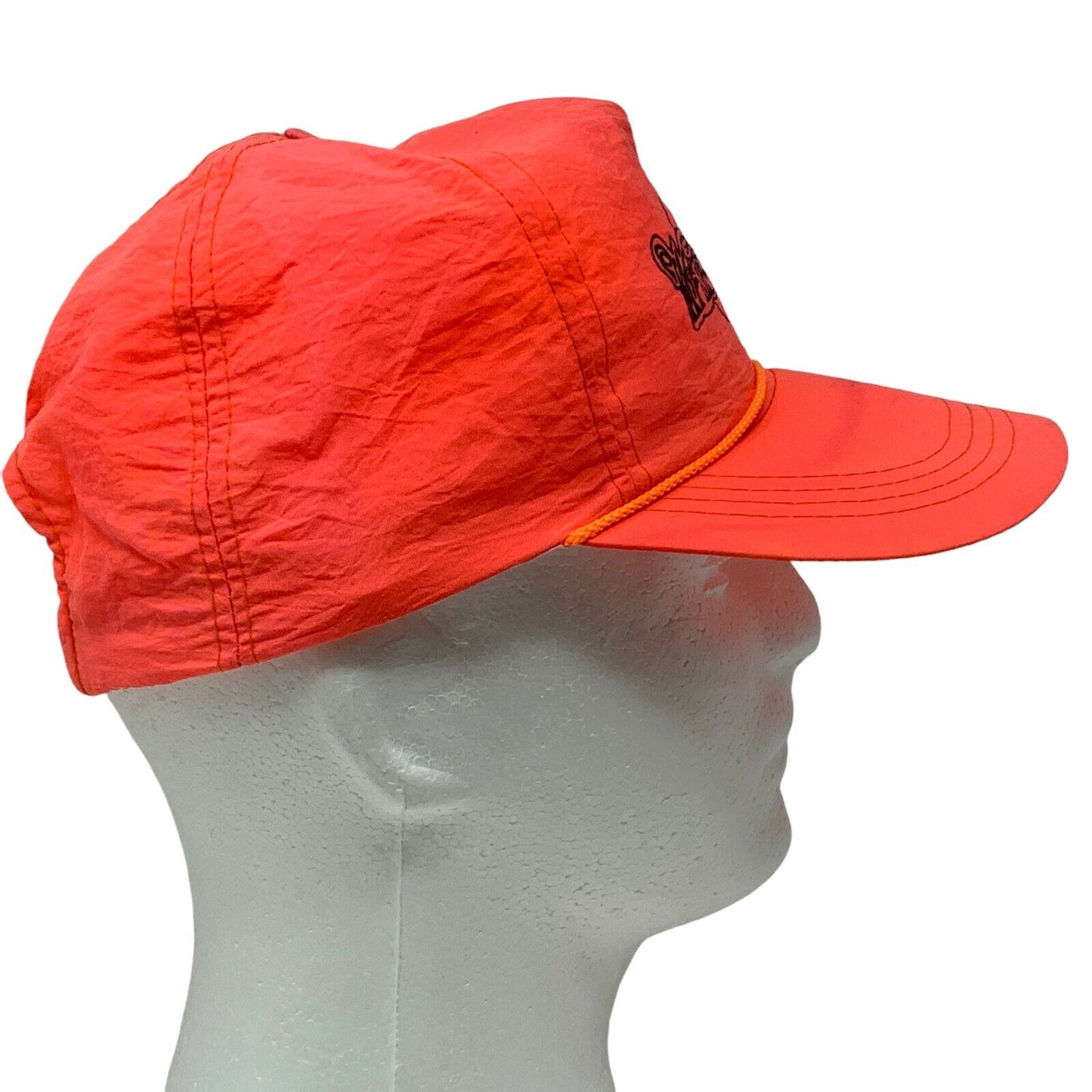 White Liez Snapback Hat Vintage 80s 90s Neon Orange 5 Five Panel Baseball Cap