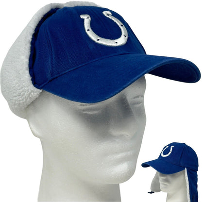 Gorra de béisbol con correa trasera azul de los Indianapolis Colts Trapper con orejeras de la NFL para invierno