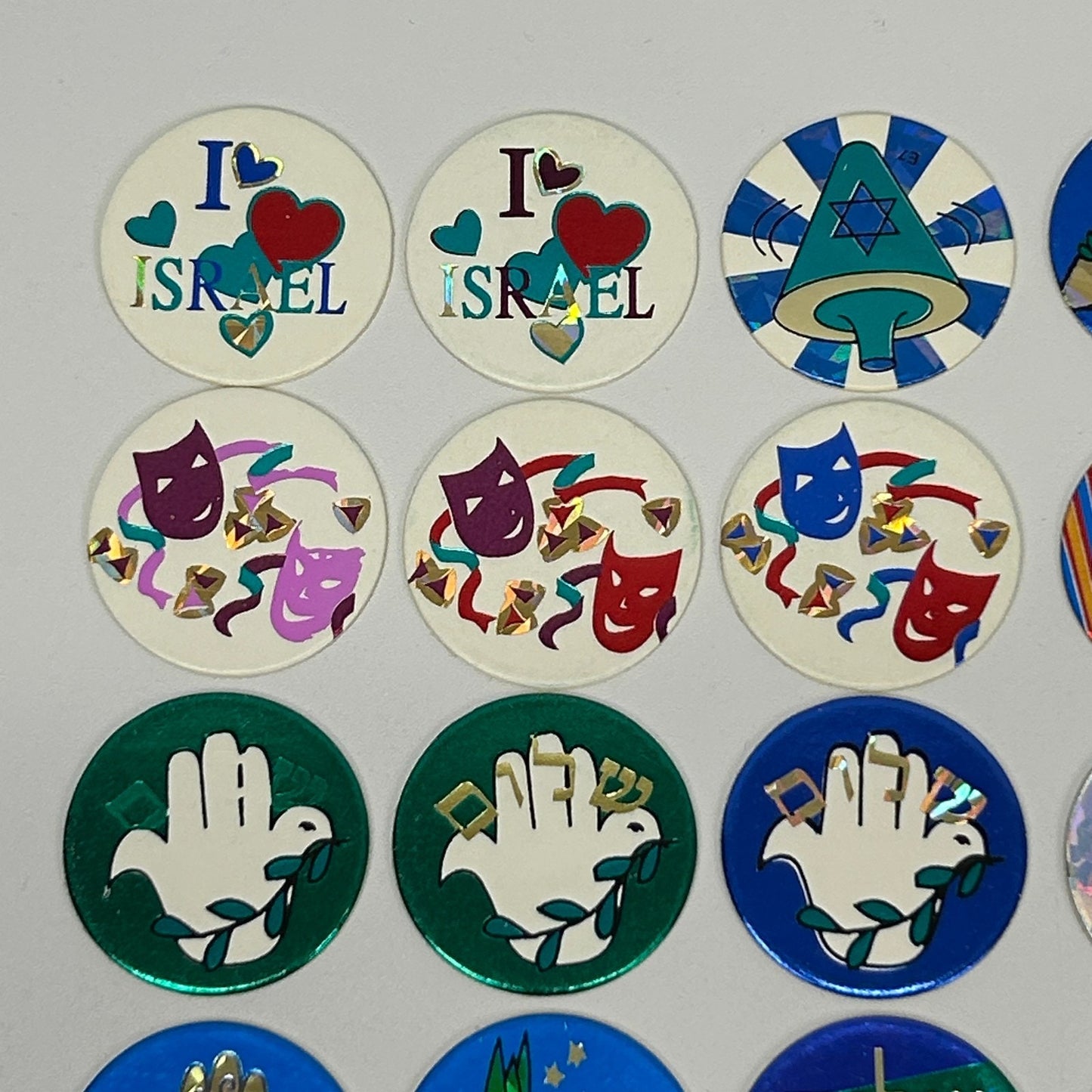 Lot of 28 Vintage Jewish Israel Theme Pogs Milk Caps Shabbat Passover Judaism