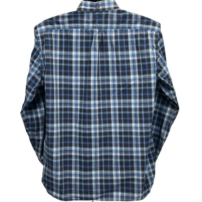 Camisa a cuadros con botones en la parte delantera y bolsillo grande de manga larga para hombre de Lucky Brand azul