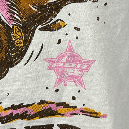 PBR Professional Bull Riders Cowgirl T Shirt Womens M Medium Beige Short Sleeve