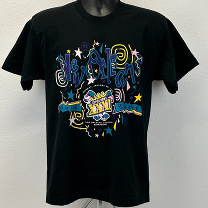 Vintage 90s Super Bowl XXXI New Orleans T Shirt Green Bay Packers Black M Medium