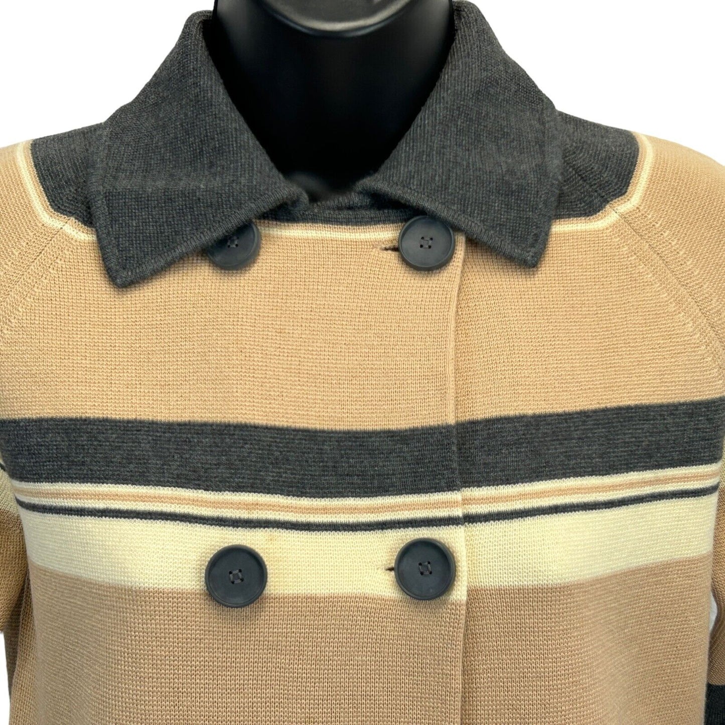 Gia Ninno For Joyce Vintage 60s Womens Wool Collared Sweater Beige Gray Small