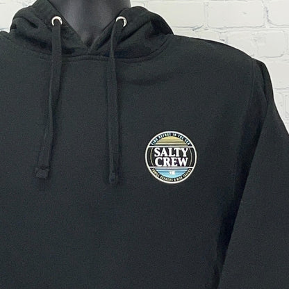 Salty Crew Hoodie S Small Black Pullover Sweatshirt Fishing Surf Graphic Logo