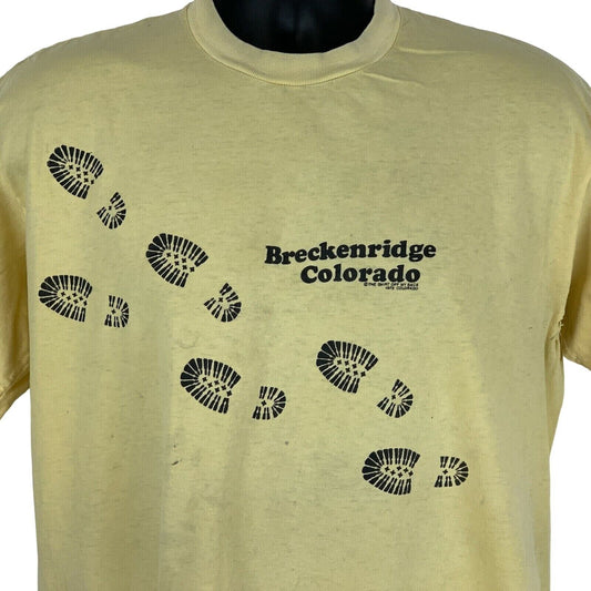 Distressed Breckenridge Colorado Hiking Vintage 70s T Shirt Large Mens Yellow