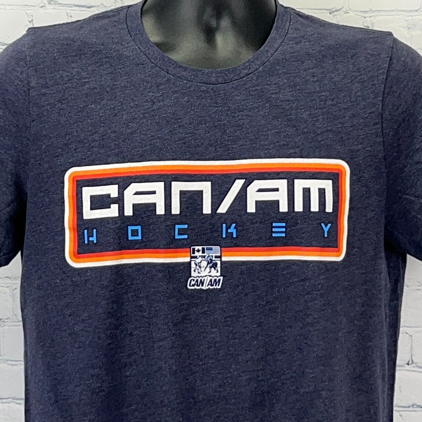 CAN/AM Hockey T Shirt Unisex M Medium Blue Canadian American Short Sleeve Tee