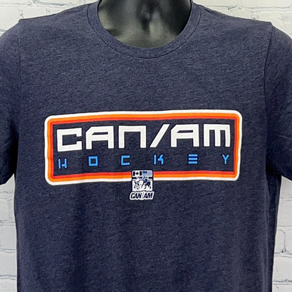 CAN/AM Hockey T Shirt Unisex M Medium Blue Canadian American Short Sleeve Tee