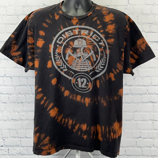 The Hunger Games District 12 T Shirt 2012 Movie Film Tie Dye Black XL X-Large