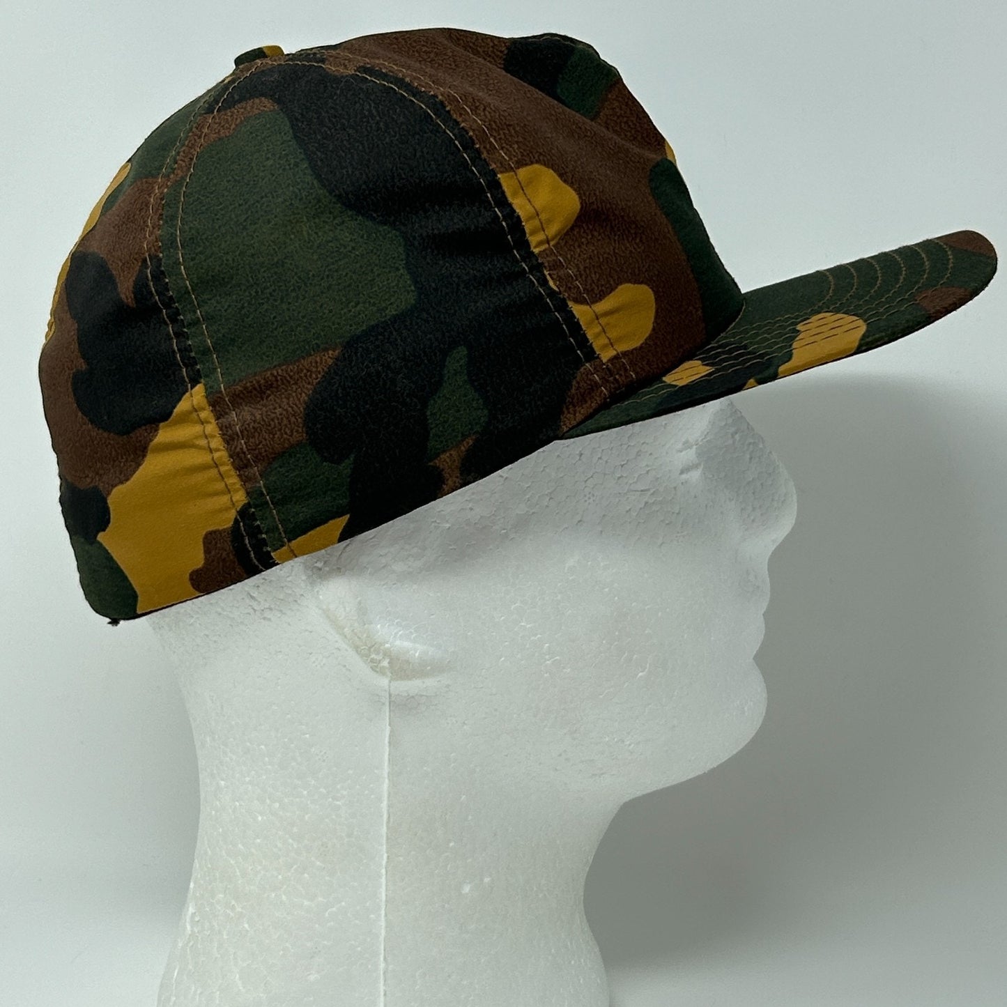 Vintage Hunting Camo Hat Baseball Cap Ear Flap Hunter Camouflage Brown M Medium