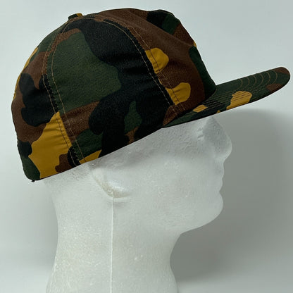 Vintage Hunting Camo Hat Baseball Cap Ear Flap Hunter Camouflage Brown M Medium