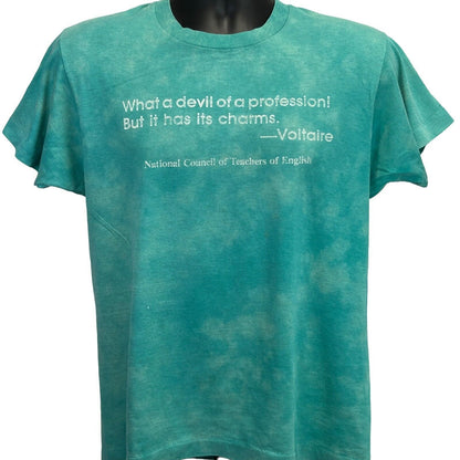 Camiseta vintage del Consejo Nacional de Profesores de Inglés, talla mediana, años 80, para hombre, color verde