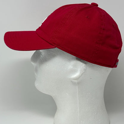 Adidas Climalite Dad Hat Baseball Cap Red Logo Strapback 6 Panel Unstructured