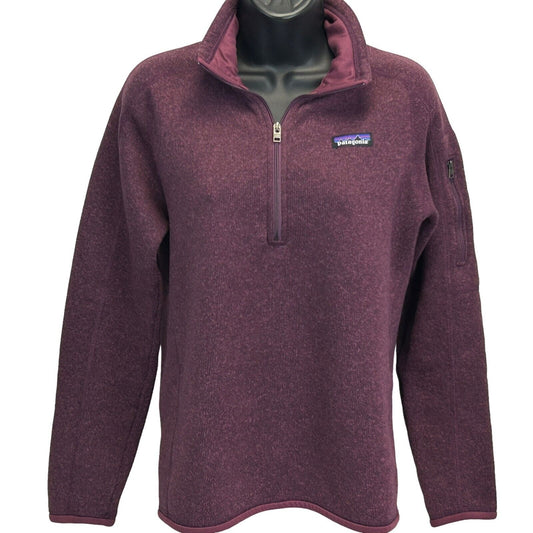 Patagonia Better 毛衣羊毛夹克 女式 中号 红色 1/4 拉链套头衫 25618