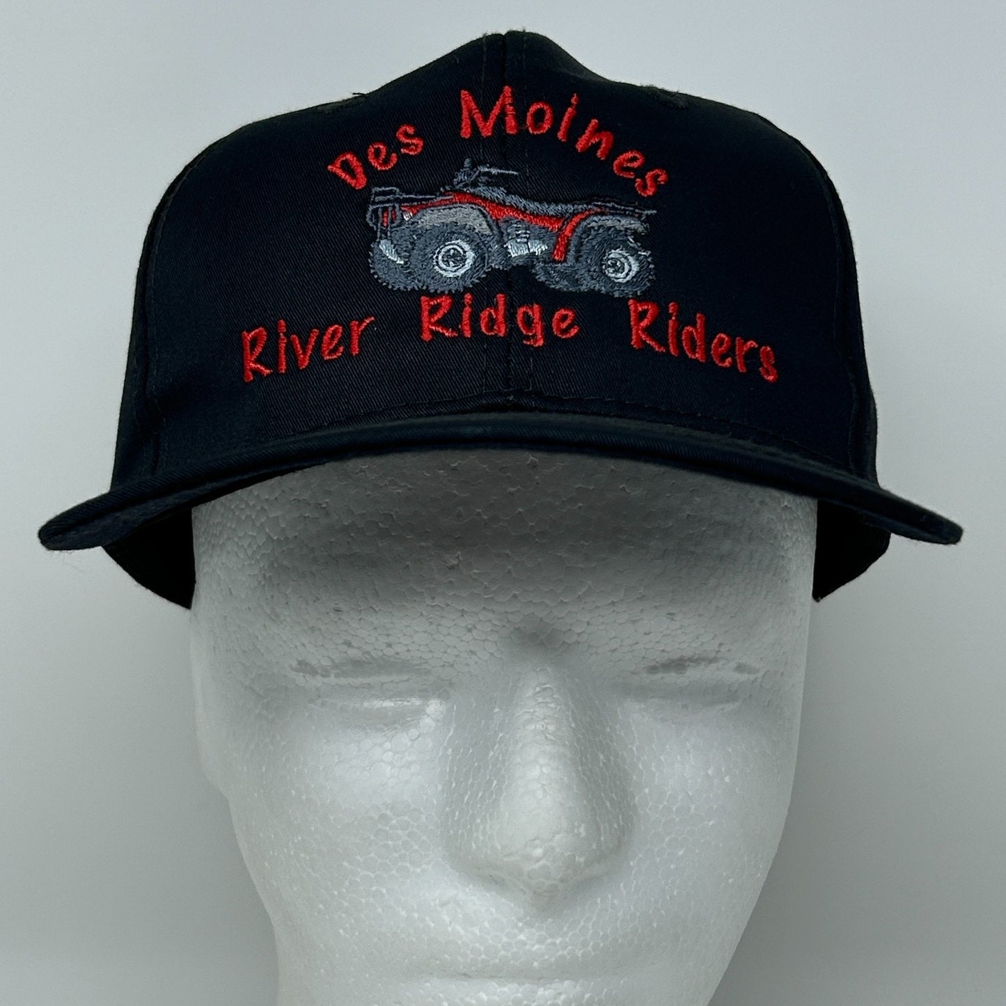 Vintage 90s Des Moines ATV Hat Baseball Cap Iowa Four Wheeler Snapback Black