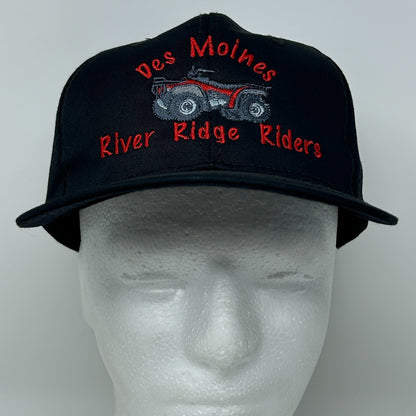 Vintage 90s Des Moines ATV Hat Baseball Cap Iowa Four Wheeler Snapback Black
