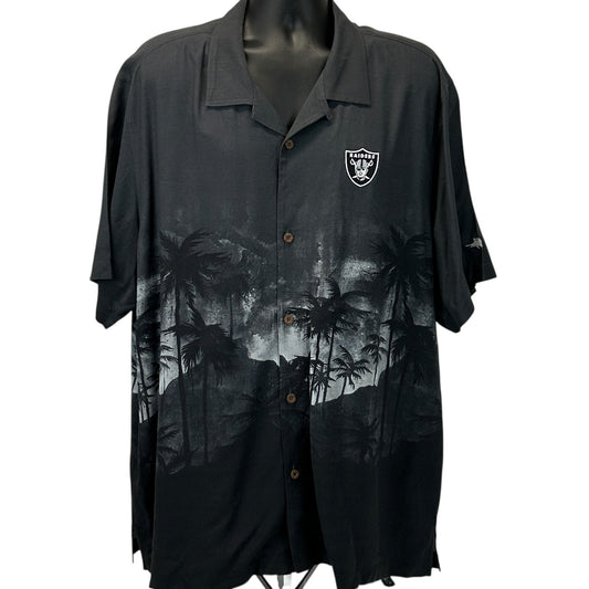 Las Vegas Raiders Tommy Bahama Hawaiian Camp Shirt NFL Button Front Gray XXL 2XL