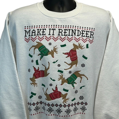 Sudadera navideña Riot Society Holiday Make It Reindeer USA para hombre, color blanco