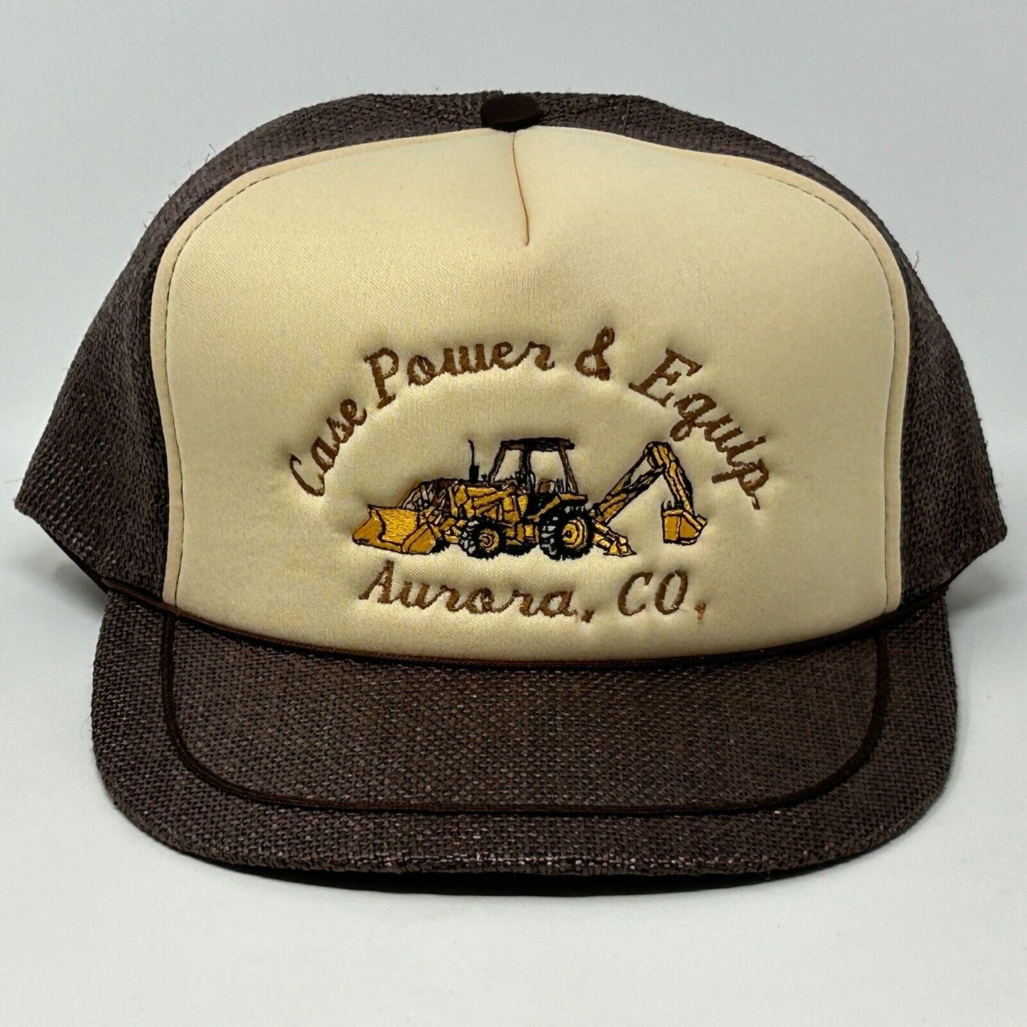 Gorra de béisbol estilo camionero vintage Case Construction Power &amp; Equipment de malla marrón