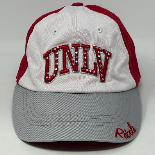 UNLV Runnin Rebels Womens Dad Hat Cap Red Las Vegas Rhinestones Strapback NCAA - Neon Vintage