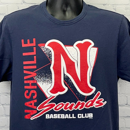 Nashville Sounds Baseball Club T Shirt L Large Blue MiLB 47 Brand Short Sleeve