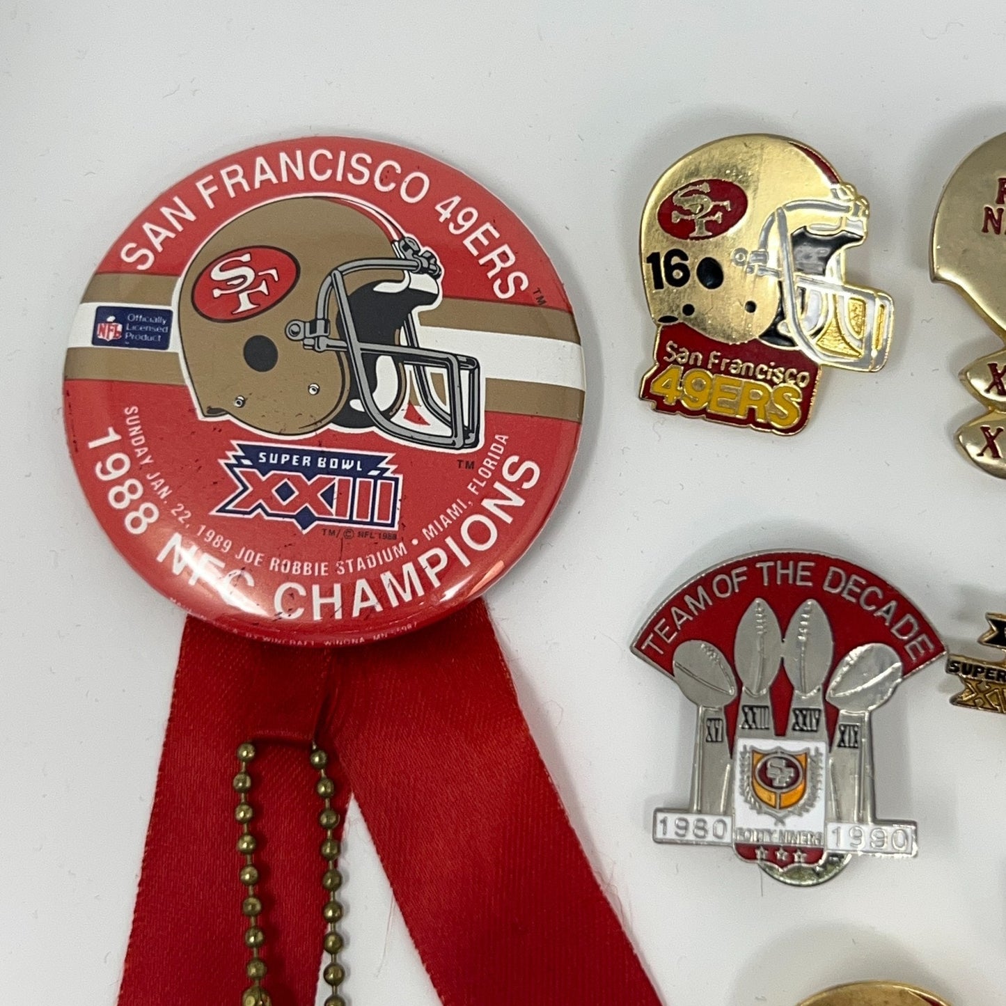 San Francisco 49ers Vintage Pins Button Lot Super Bowl XXIII Montana Rice 80s