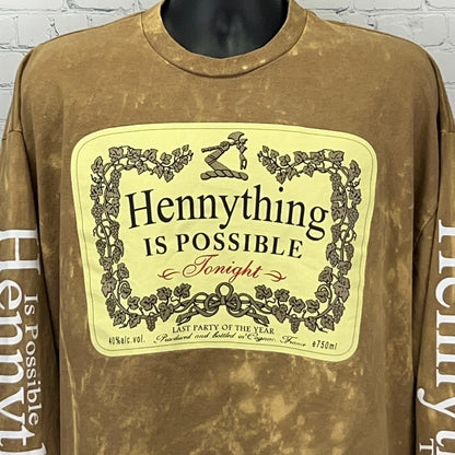 Fashion Nova Hennything Hennessy Cognac Liquor Long Sleeve T Shirt 2XL XXL Brown