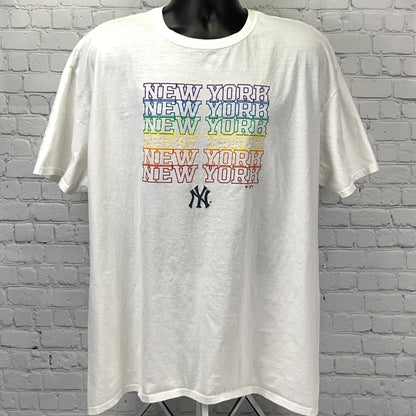 New York Yankees Rainbow T Shirt 3XL XXXL White Gay Pride Fanatics Short Sleeve
