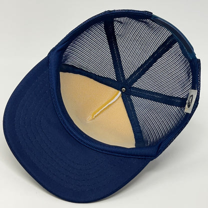 Vintage 80s Alaska Go Kiss a Moose Trucker Hat Baseball Cap Mesh Snapback Blue