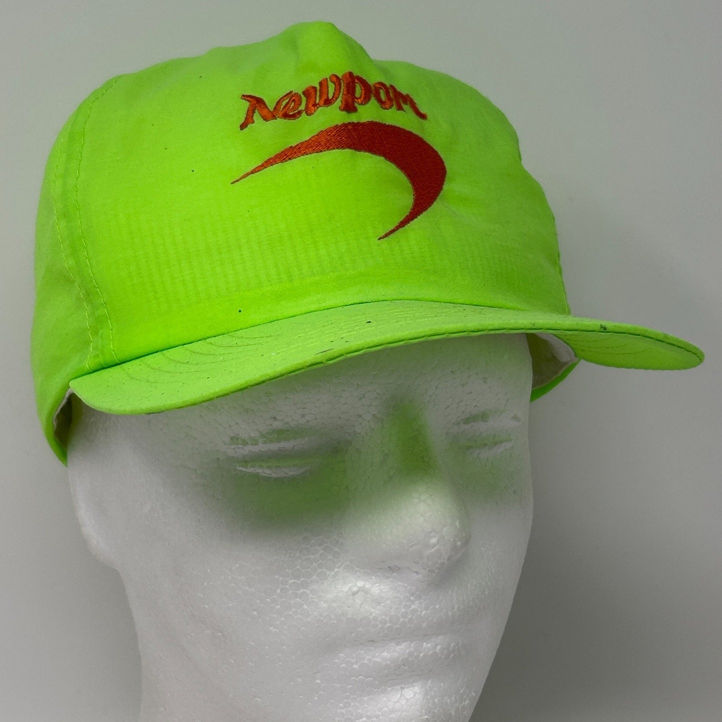 Vintage 90s Newport Cigarettes Hat Baseball Cap Nylon Snapback Neon Green