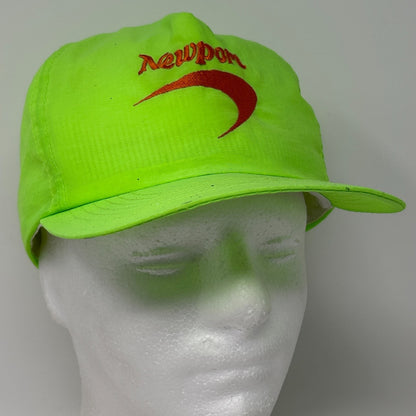 Vintage 90s Newport Cigarettes Hat Baseball Cap Nylon Snapback Neon Green