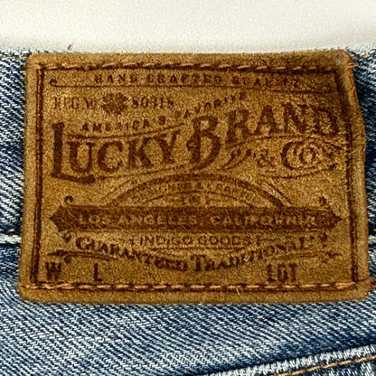 Lucky Brand 221 直筒牛仔裤 男式 29x32 蓝色牛仔布 仿旧猫须纹