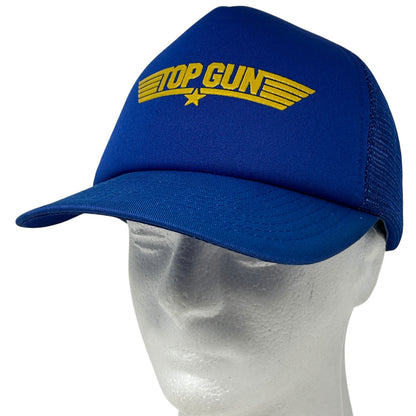 Vintage 80s Top Gun Movie Trucker Hat Baseball Cap Blue USN Film Mesh Snapback