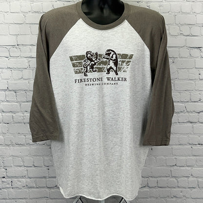 Next Level Vintage Firestone Walker Brewing Company Baseball T-Shirt in Gray with Lion Graphic
