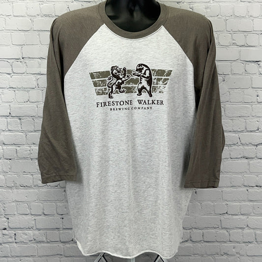 Next Level Vintage Firestone Walker Brewing Company Baseball T-Shirt in Gray with Lion Graphic