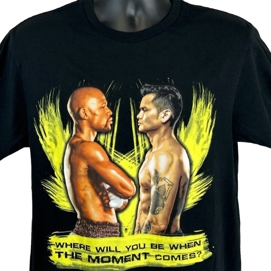 Black T-Shirt featuring Floyd Mayweather vs Marcos Maidana graphic with a bold yellow background