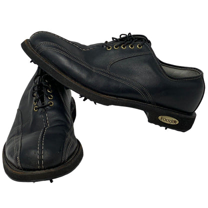 FootJoy Black Leather Golf Shoes in Size 10 with Classic Lace Design and Logo Detail