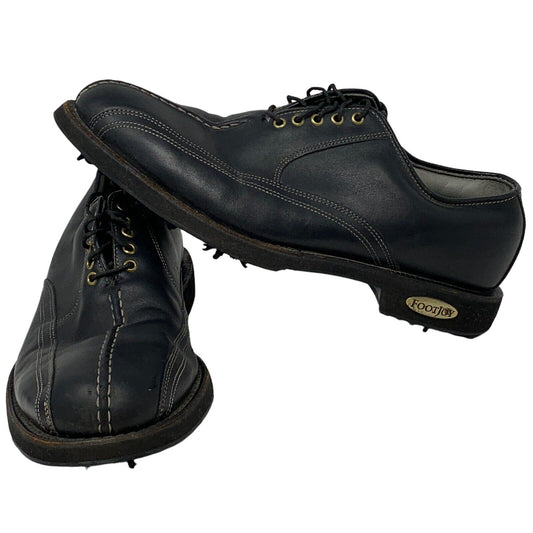 FootJoy Black Leather Golf Shoes in Size 10 with Classic Lace Design and Logo Detail