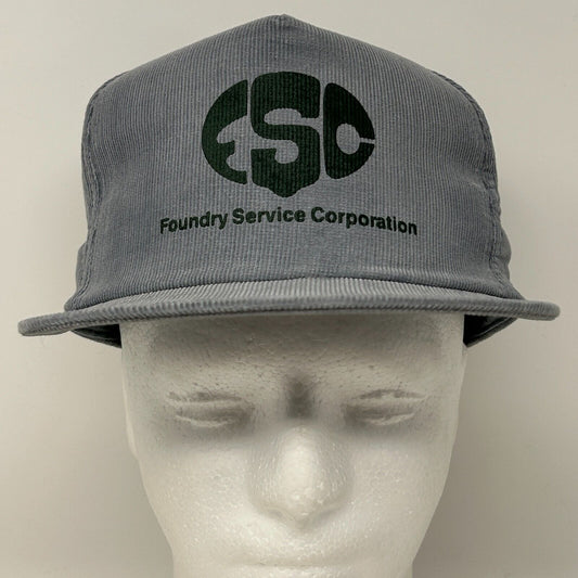Gray vintage hat with Foundry Service Corporation logo on the front, featuring a structured design.