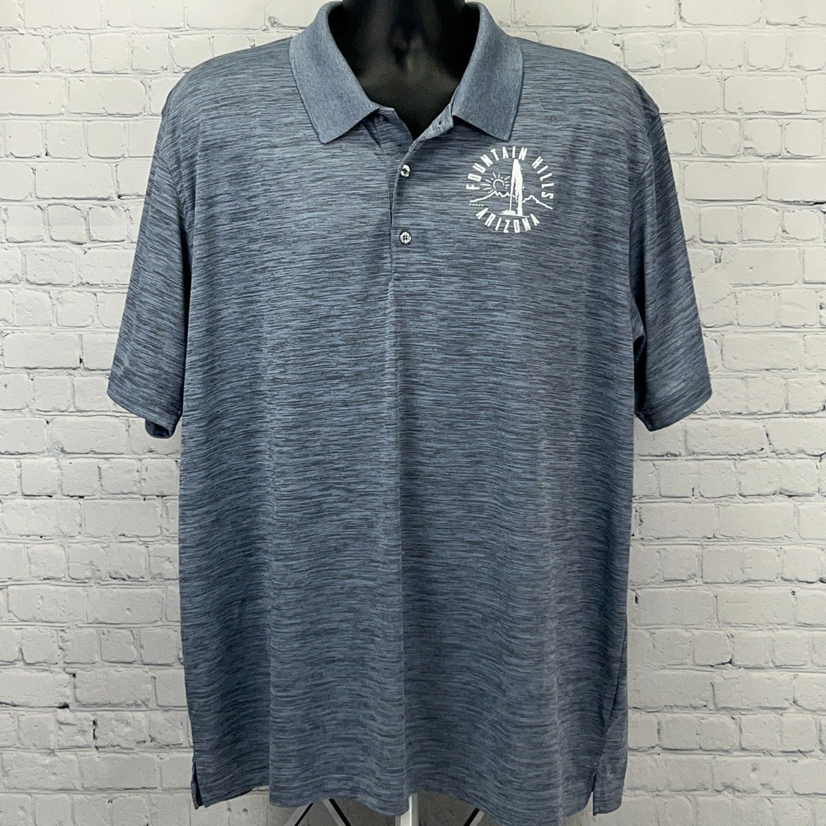Paragon Men's Polo Shirt in Blue with Fountain Hills Arizona Design