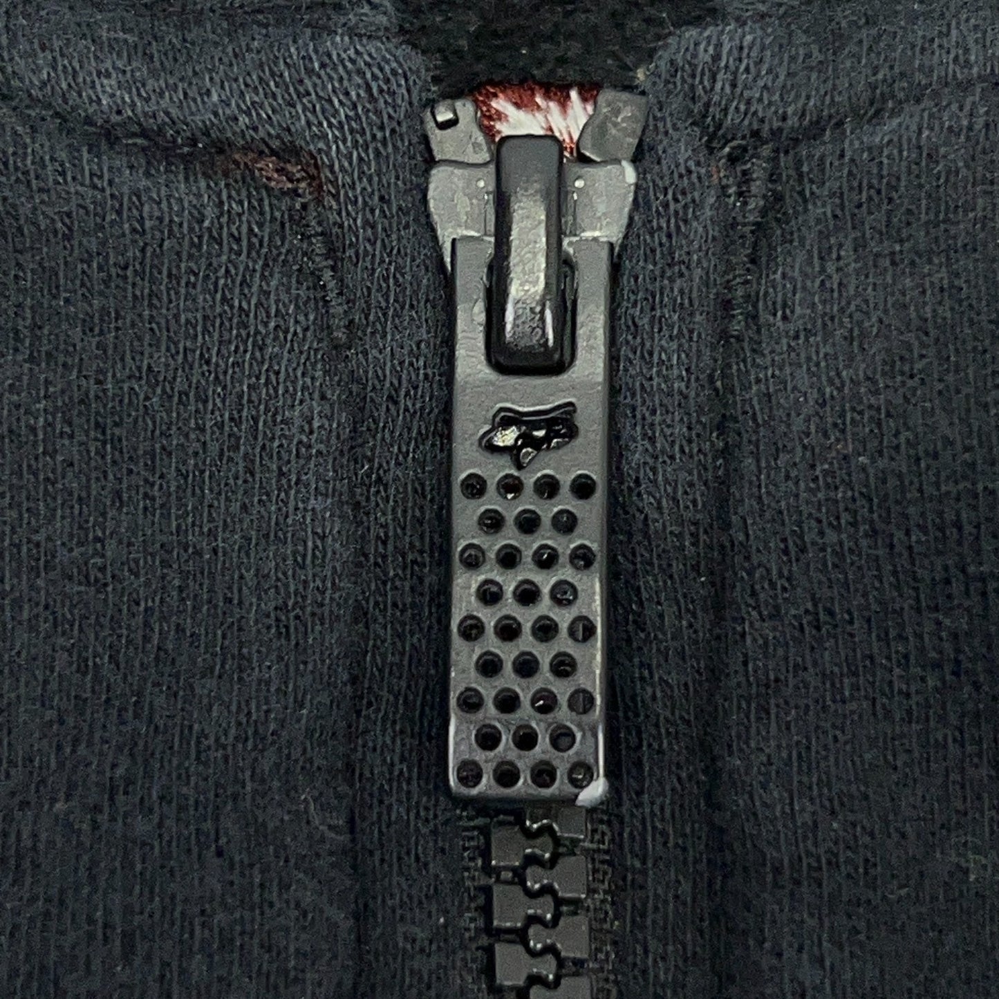 Fox Jacket Black Front Detail with Zip Closure and Logo