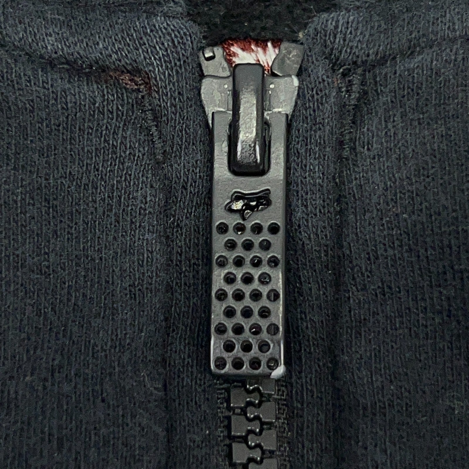 Fox Jacket Black Front Detail with Zip Closure and Logo