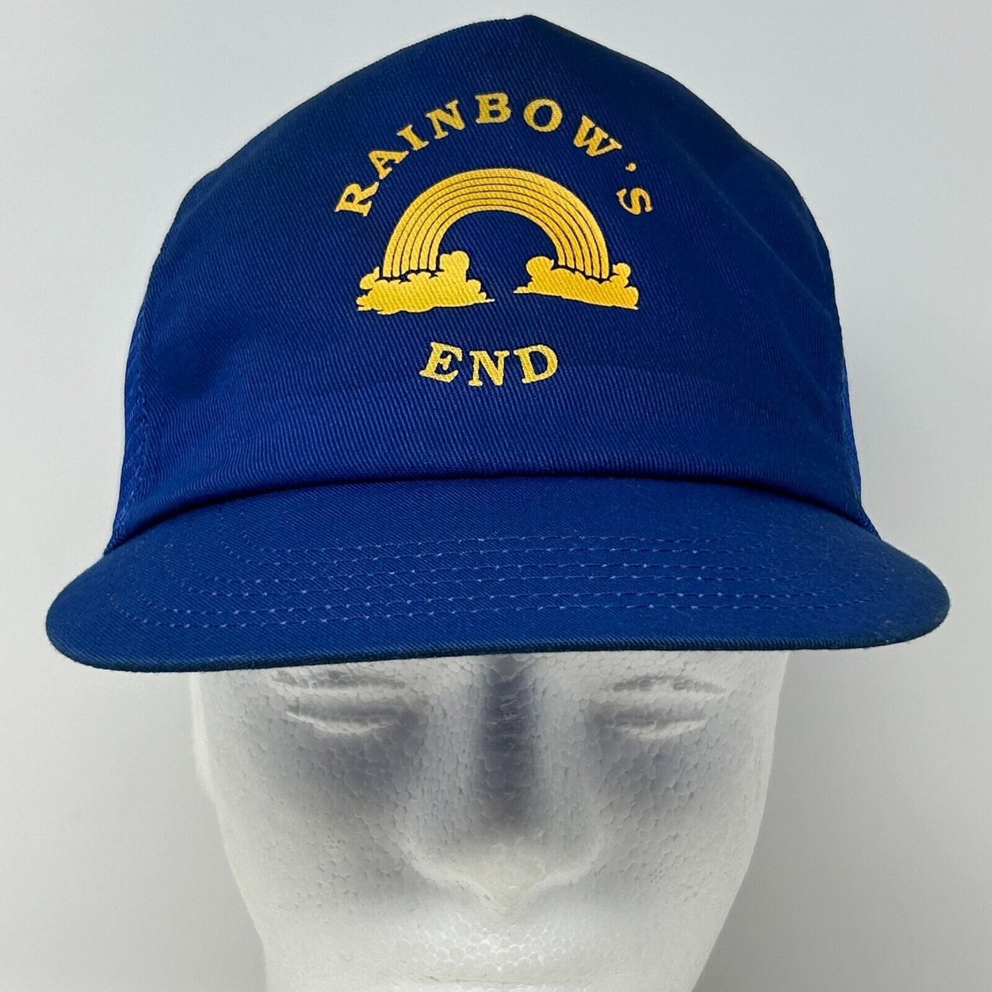 Vintage Rainbow's End Trucker Hat Baseball Cap 6 Panel Snapback Made In USA Blue